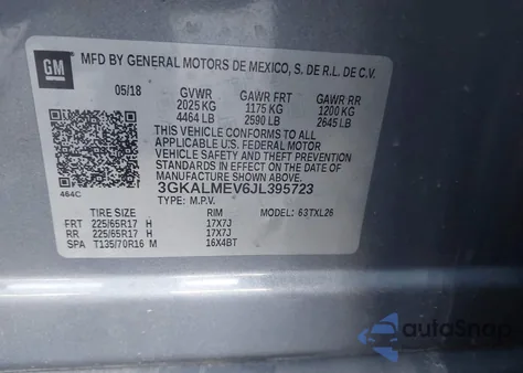 2018 GMC Terrain Sle из США, поврежденный, VIN 3GKALMEV6JL395723